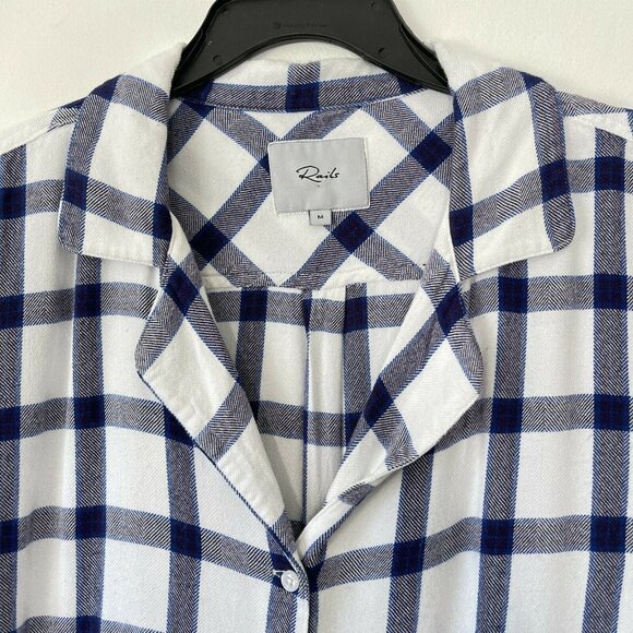 Rails M Plaid Short Sleeve Crop Button Down Shirt - Picture 4 of 7